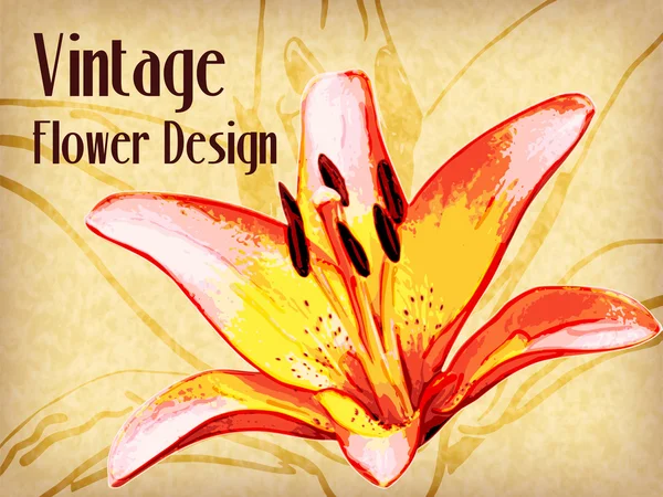 Vintage Flower Design. Illustrazione vettoriale — Vettoriale Stock