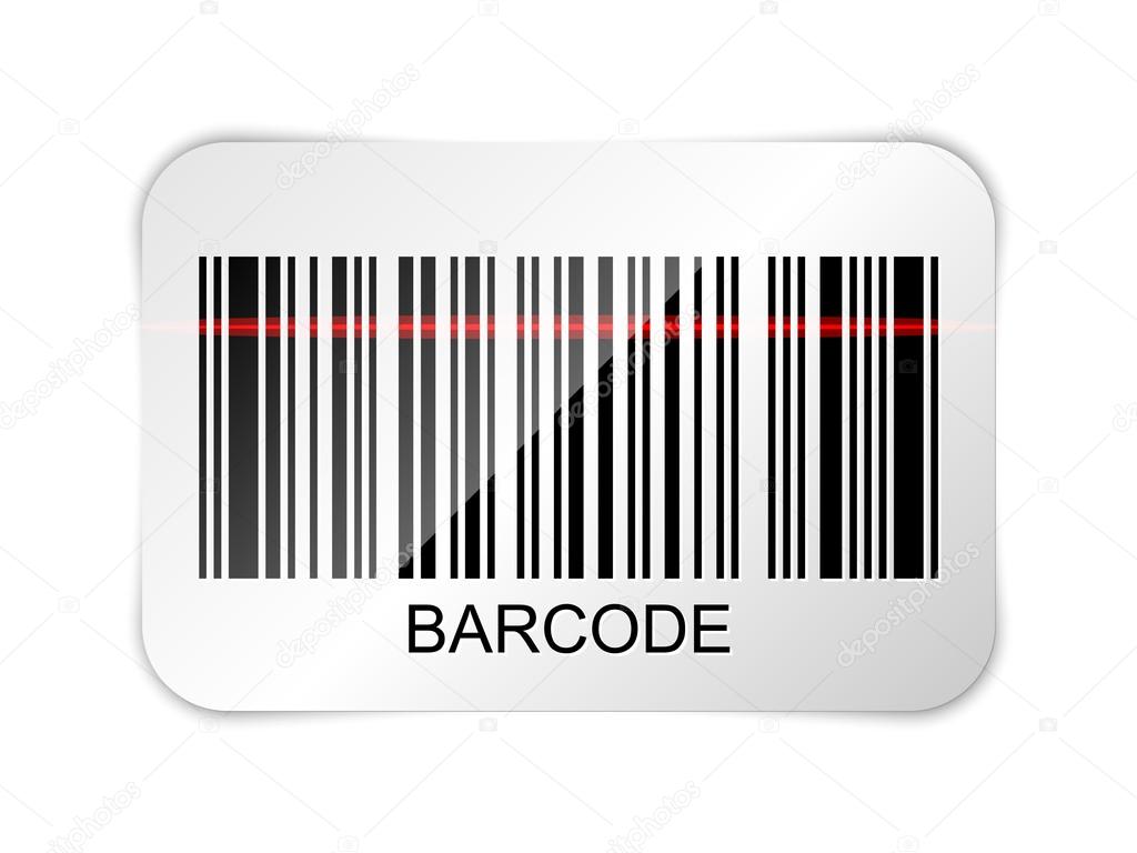 Vector barcode icon with red laser beam