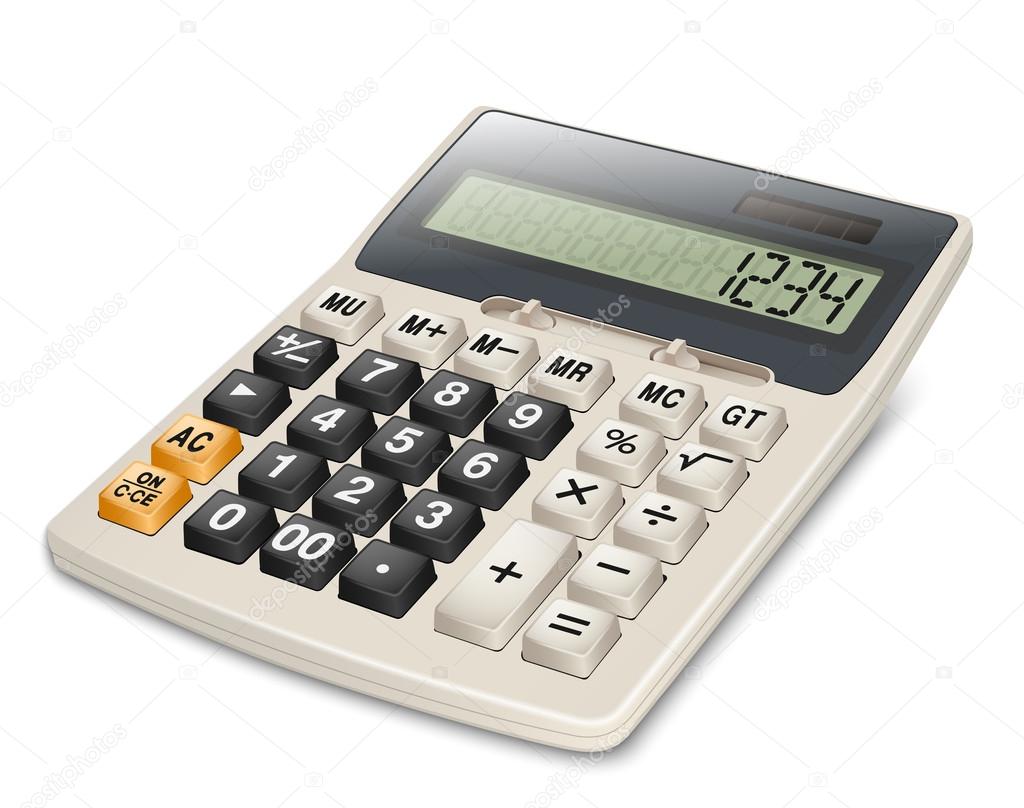 Electronic calculator isolated on white background. Vector