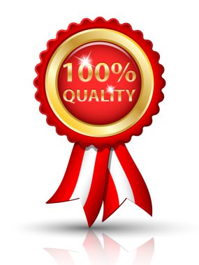 Altın 100 yüzdeleri kalite etiketi şeritleri ile vektör