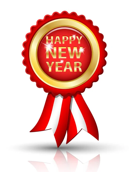 Zlatý šťastný nový rok značka s pásky, vektorové — Stockový vektor