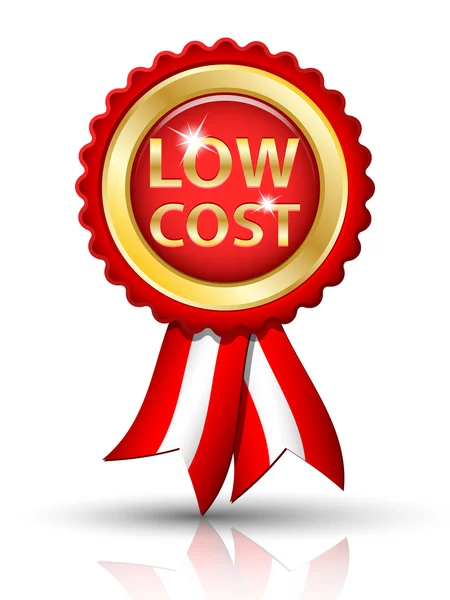 Étiquette LOW COST dorée avec rubans, vecteur — Image vectorielle