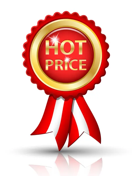 Golden HOT PRICE etiqueta con cintas, vector — Vector de stock