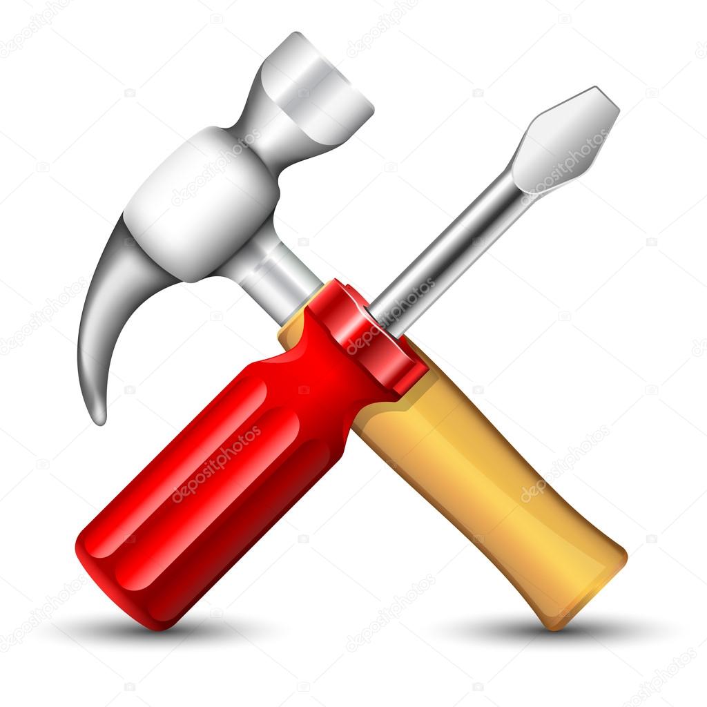 Hummer and Screwdriver Icon. Vector illustration