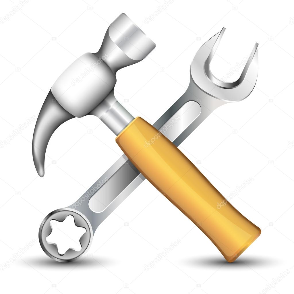 Wrench and Hummer Icon. Vector illustration