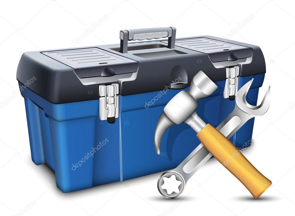Tool box and tools. Vector illustration