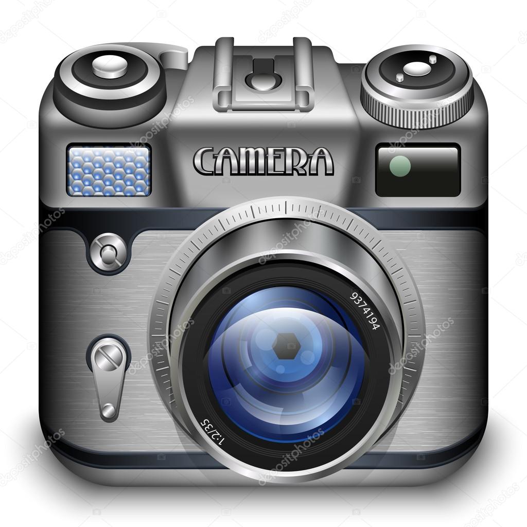 レトロな写真のカメラのアプリのアイコン 詳細なベクトル イラスト ストックベクター C Realvector
