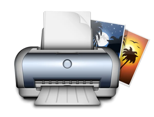 Printer en afgedrukte foto's. vectorillustratie — Stockvector