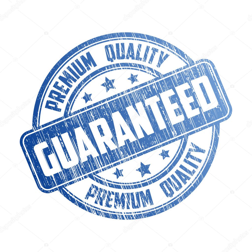 Premium quality guaranteed rubber stamp isolated on white backgr