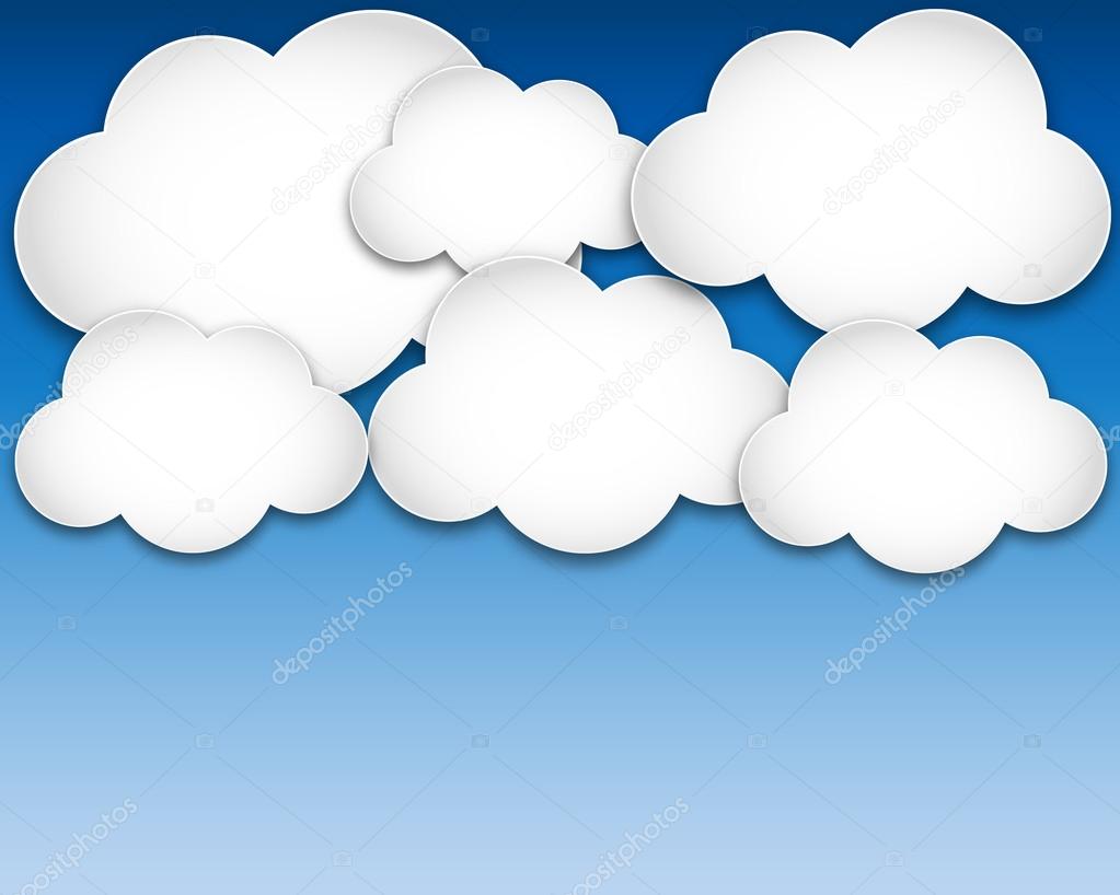 Paper Clouds over Blue Sky. Vector Illustration