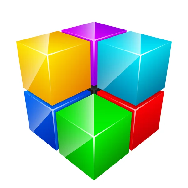 Cubes colorés abstraits isolés sur blanc — Image vectorielle