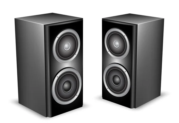 Two black audio speakers. Vector illustration — Stock Vector