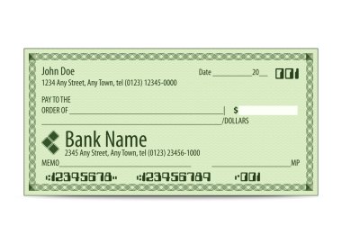 Vector illustration of blank bank check clipart