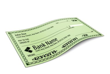 vektör çizim gölge ile boş banka çeke beyaz bac