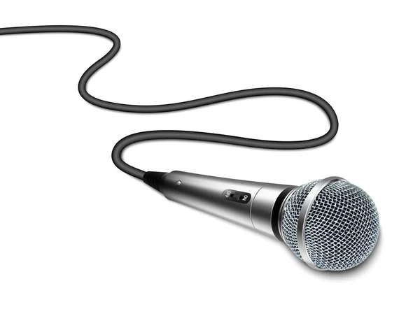 Vektor mikrofon med böjda kabel på vit bakgrund Royaltyfria Stockvektorer