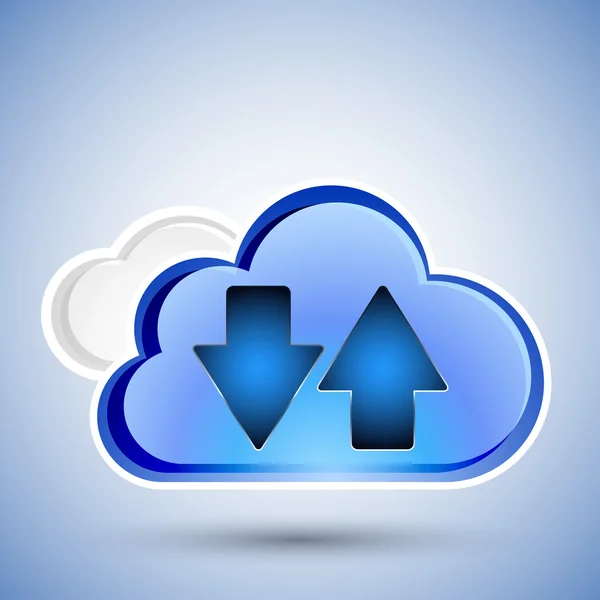 Cloud computing download e upload ícone — Vetor de Stock