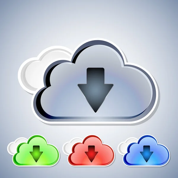 Cloud computing download icons set — Stock Vector