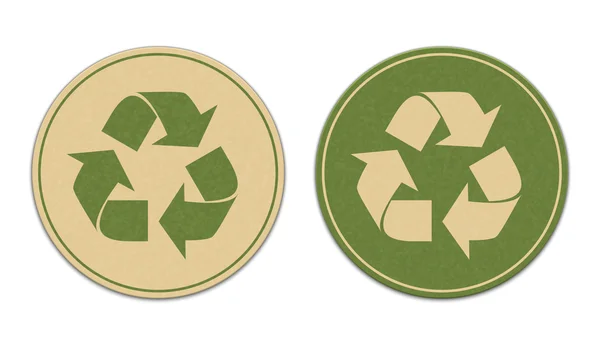 Deux autocollants de recyclage de papier — Image vectorielle