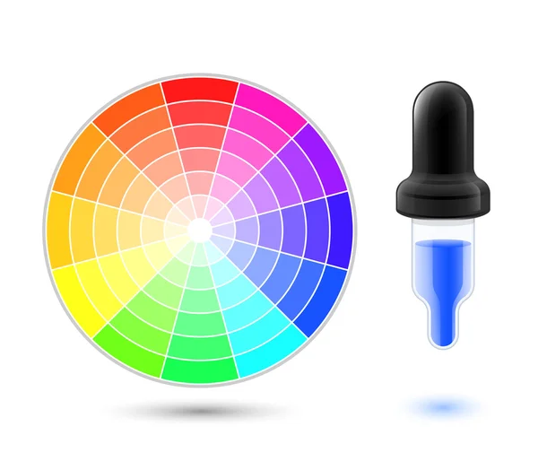 Palette de roues et icône compte-gouttes — Image vectorielle