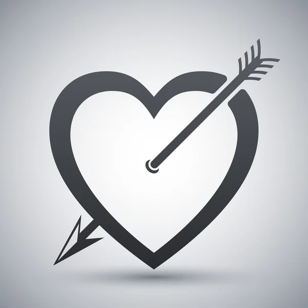 Vector icono del corazón con flecha — Vector de stock