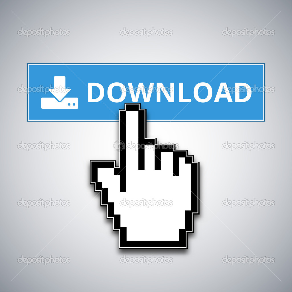 Mouse cursor clicks the download button