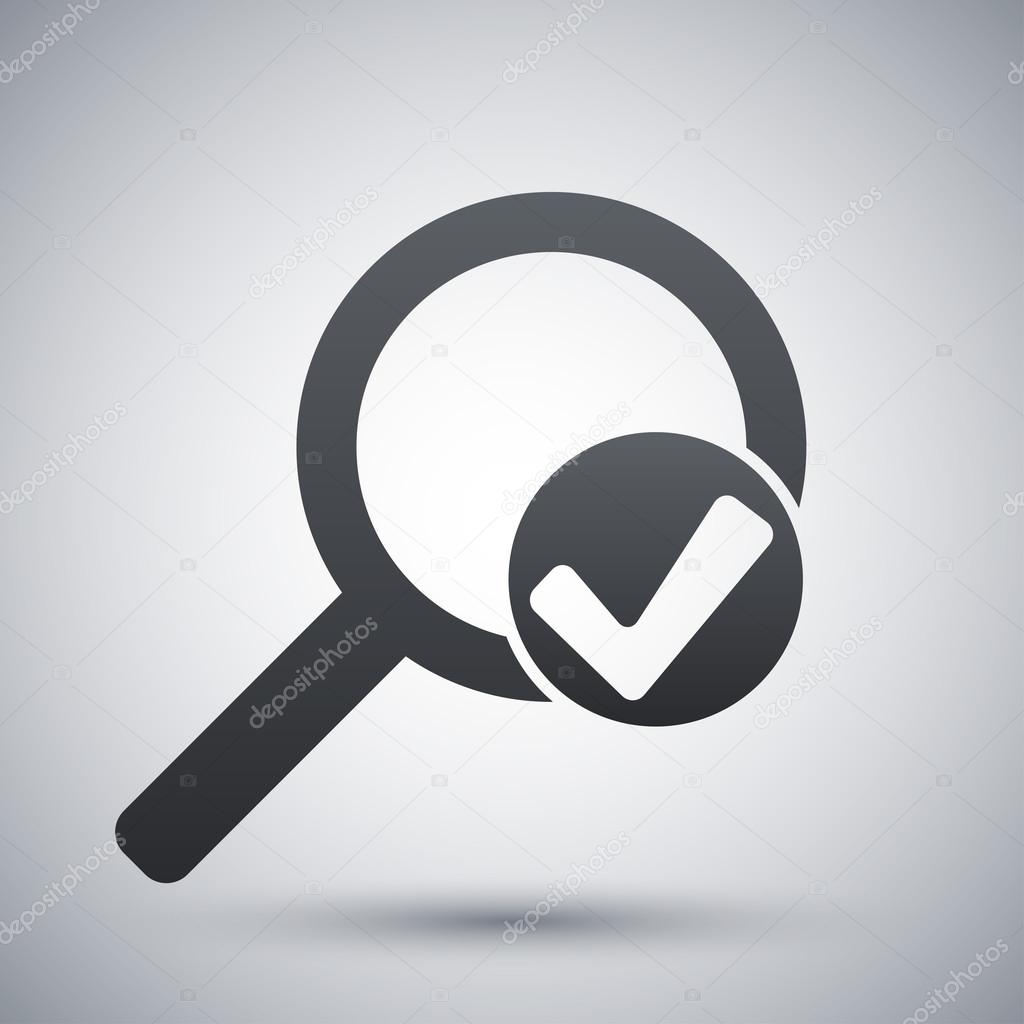 Magnifier sign with check mark