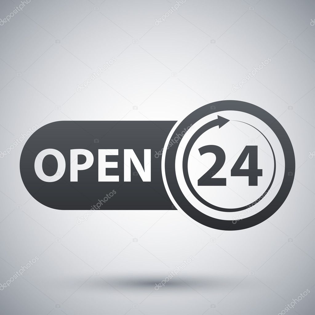 Vector open 24 hours icon