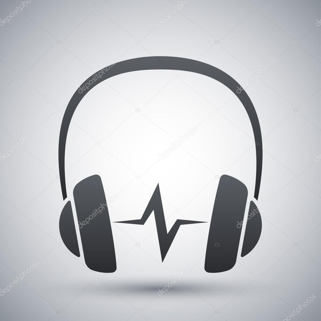 Headphones icon with sound wave