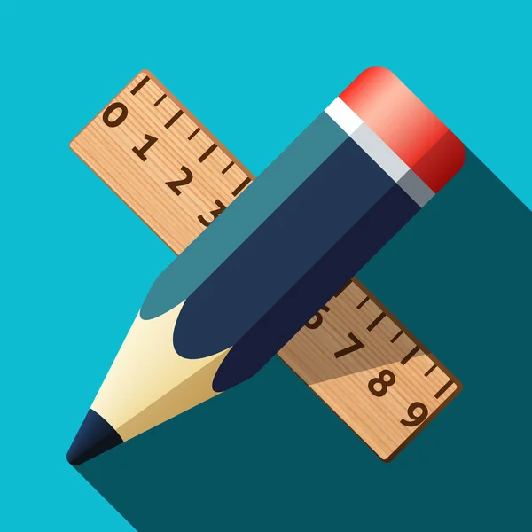 Pencil and ruler icon — Stock Vector
