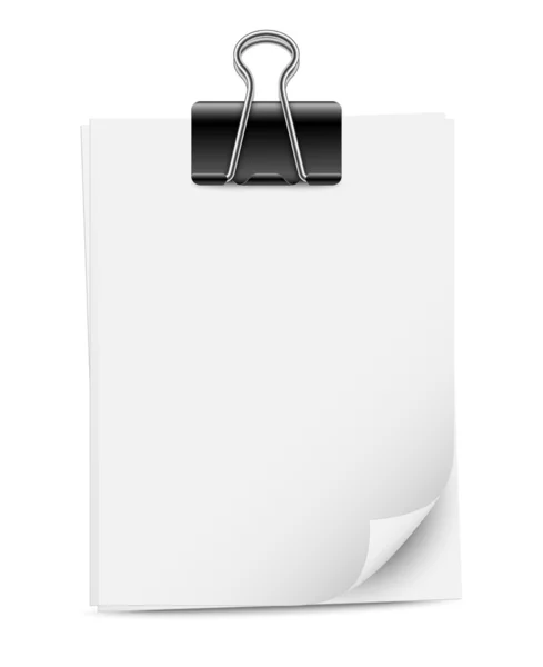 Feuilles de papier avec attache-reliure — Image vectorielle