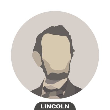 Abraham Lincoln, Amerikalı avukat ve devlet adamı, Birleşik Devletler 'in 16. başkanı. Beyaz arkaplanda vektör portresi