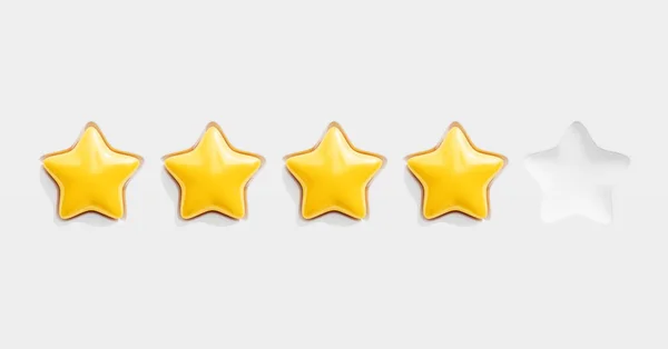 Five Gold Rating Stars Customer Review Feedback Concepts Realistic Vector — Stock Vector