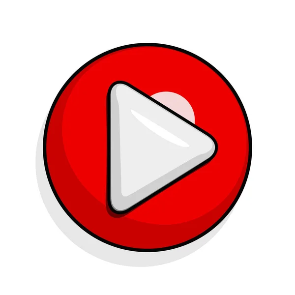 Red Play Button Comics Style Video Player Icon Concept Vector — Stockvektor