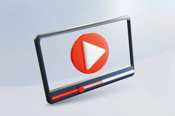 Minimal Video Player Media Player Interface Perspective View Social Media — Vector de stock