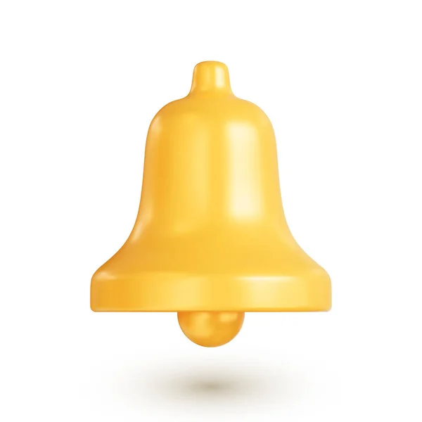 Notification Bell Icon Realistic Yellow Bell Concept New Message Notification — Vetor de Stock