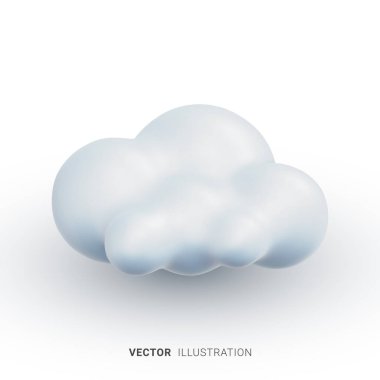 Gerçekçi vektör 3D bulut simgesi beyaz arkaplanda izole edildi. Web sitesi ya da hava tahminleri ya da bulut hesaplama uygulaması kavramı