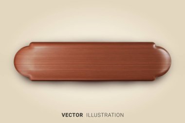 Gerçekçi tahta isim levhası. Retro tarzı, ahşap tahıl. 3B vektör illüstrasyonu