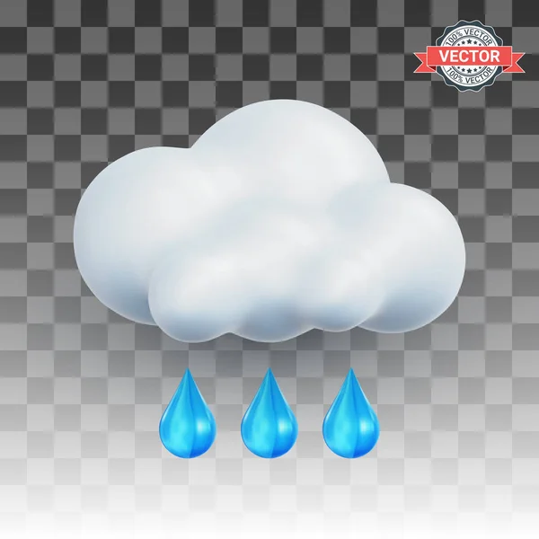 Icono Lluvia Nube Truenos Tormenta Truenos Icono Nube Con Gotas — Archivo Imágenes Vectoriales