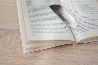 Kuş kafesi kitabın üzerinde yatıyor. Yazılan konsept