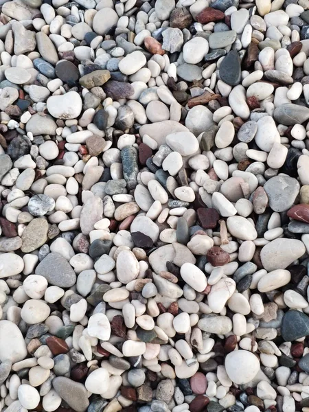 Struttura Vista Dall Alto Della Spiaggia Ciottoli Con Pietre Bianche — Foto Stock