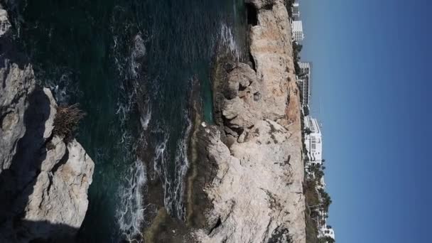 Beau Paysage Marin Avec Arche Grotte Marine Pont Amoureux Ayia — Video