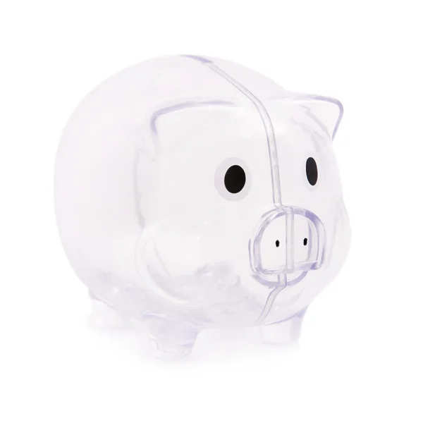 Lege piggy bank geïsoleerd op een witte achtergrond - armoede concept — Stockfoto