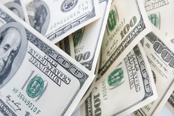 Geld achtergrond van Amerikaanse honderd dollar bankbiljetten — Stockfoto