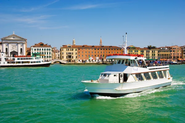 Venetian Lagoon and the white big cutter, Venice, Italy — Stock Photo, Image