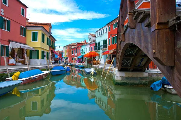 Venice, Burano island canal — Stock Photo, Image