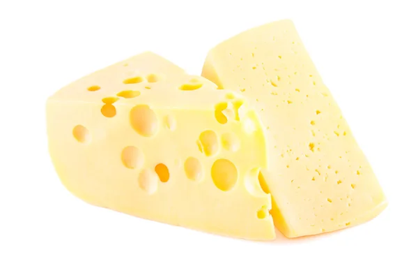 Шматок сиру з отворами Ізольовані на білому — стокове фото