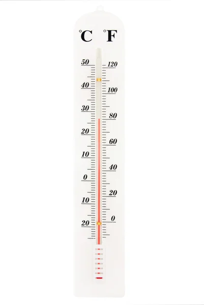 Échelle du thermomètre atmosphérique isolée sur fond blanc — Photo