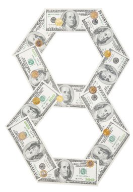 sayı 8 sekiz sarılı 100 dolarlık banknot