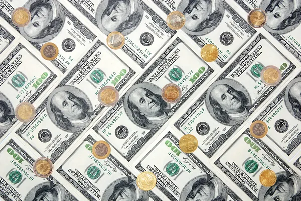Geld achtergrond van Amerikaanse honderd dollar bankbiljetten — Stockfoto