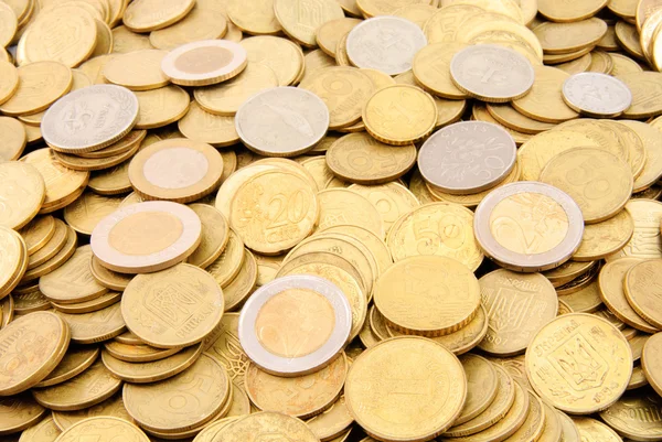 Many gold and silver coins background — Stock Photo, Image